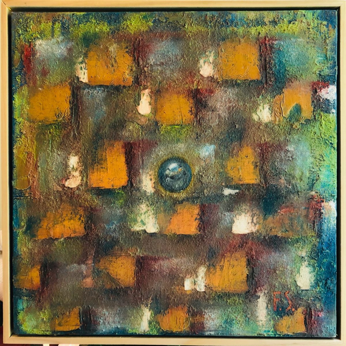 heavenly pulsar abstract oil painting on canvas with floater frame